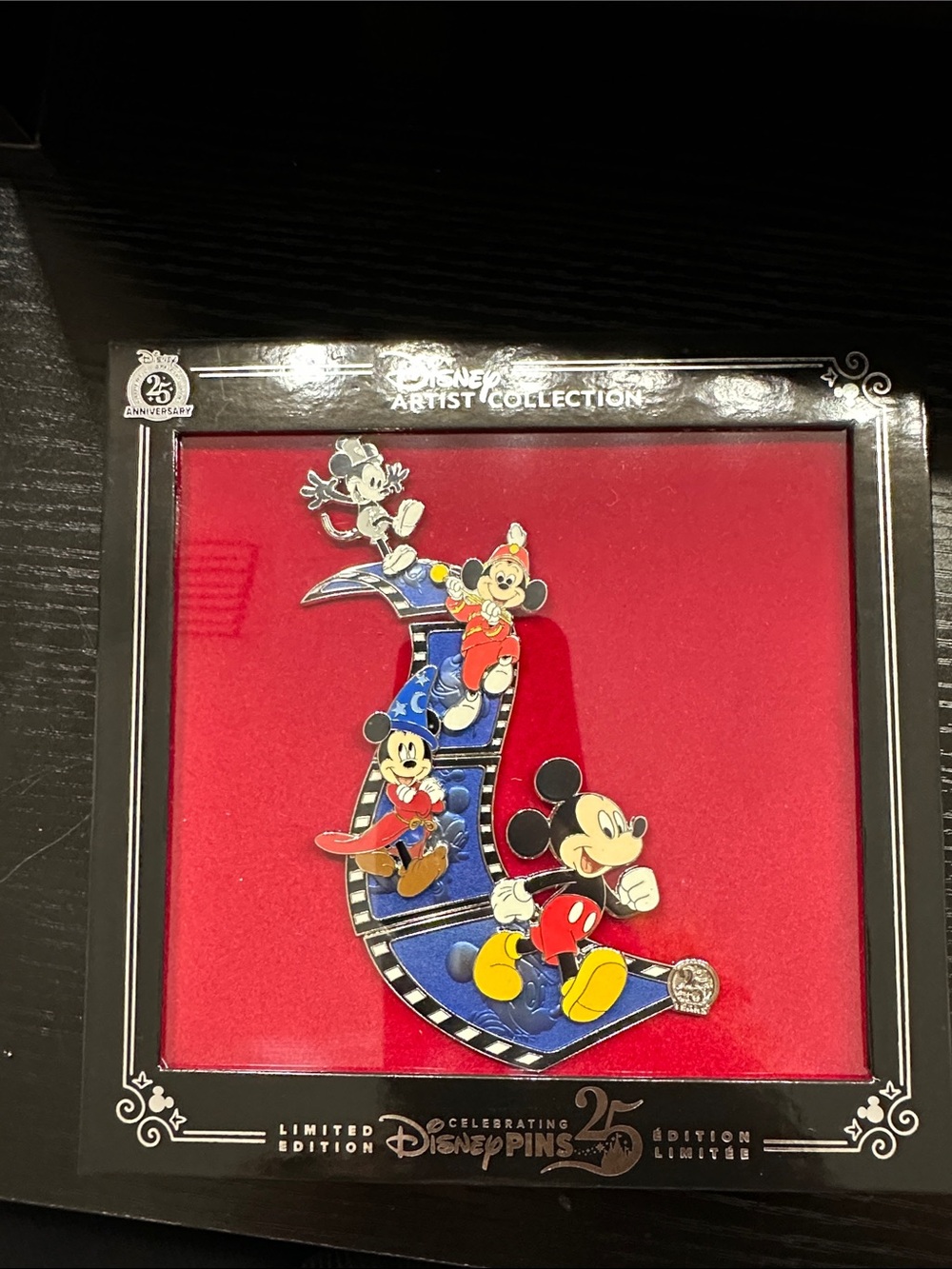 Disney Mickey Mouse Film Strip Enamel Pin Trio - Red, Blue, Yellow